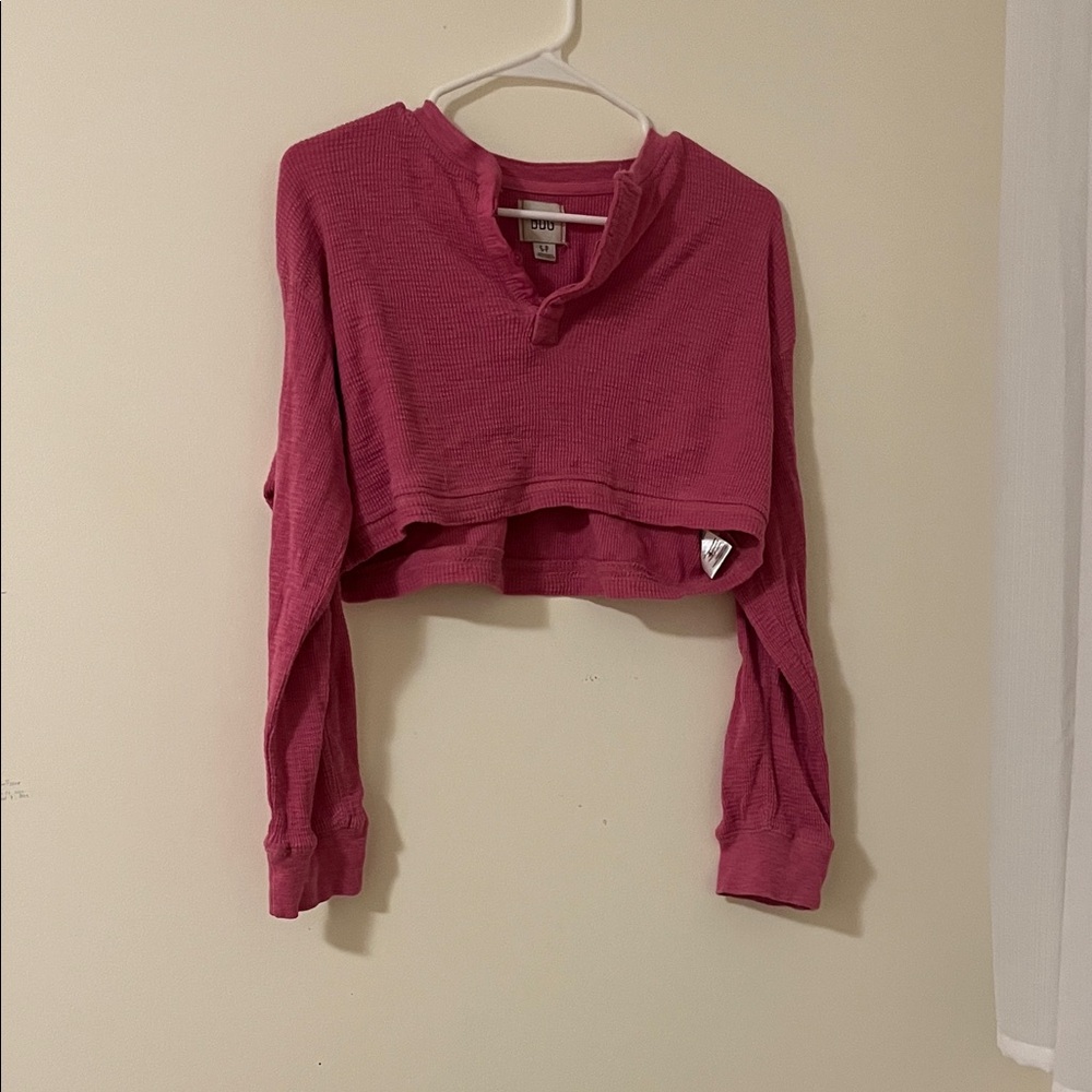 Trendy Hot Pink Urban Outfitters Fuchsia Long Sleeve Crop Top